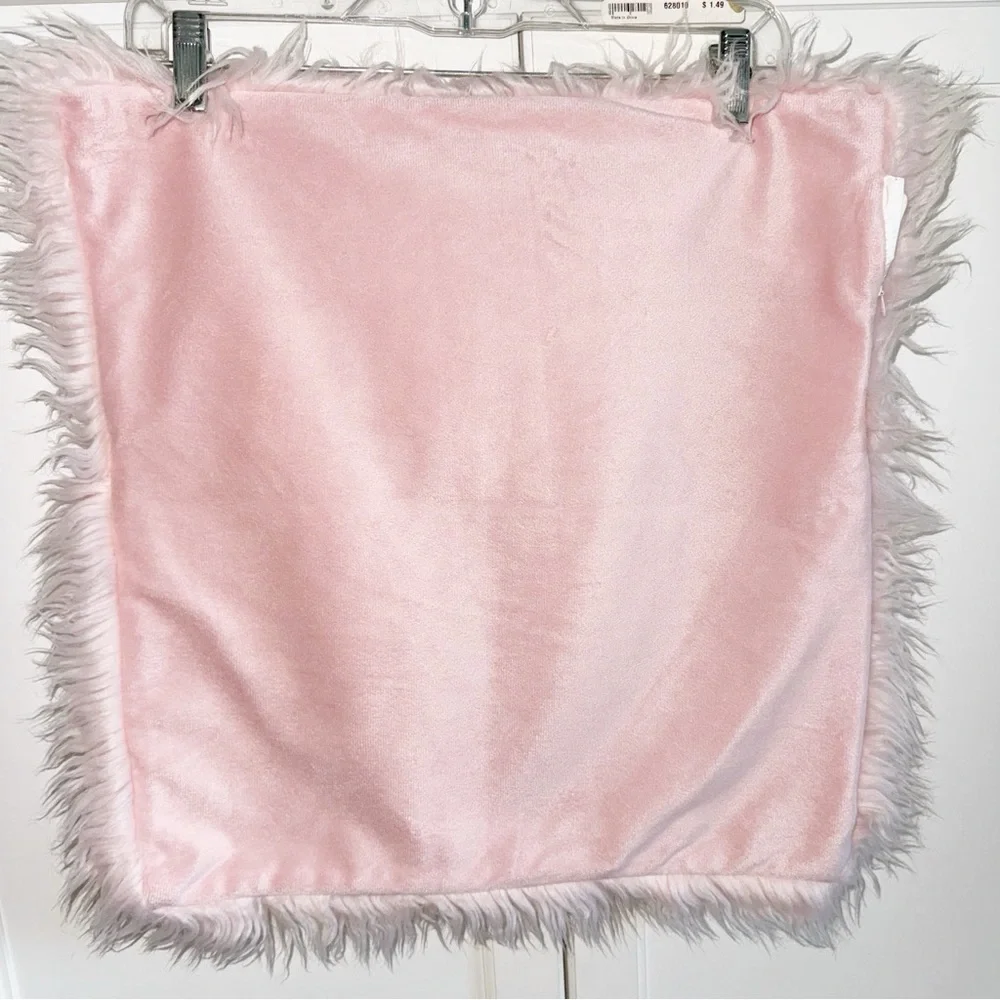 Pink Faux Fur Pillow Cover 18”x18”